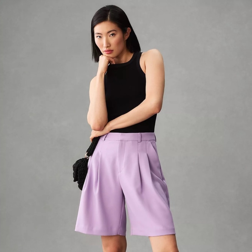 NWT Anthropologie Maeve The Avery Pleated Trouser Shorts in Candied Lavender